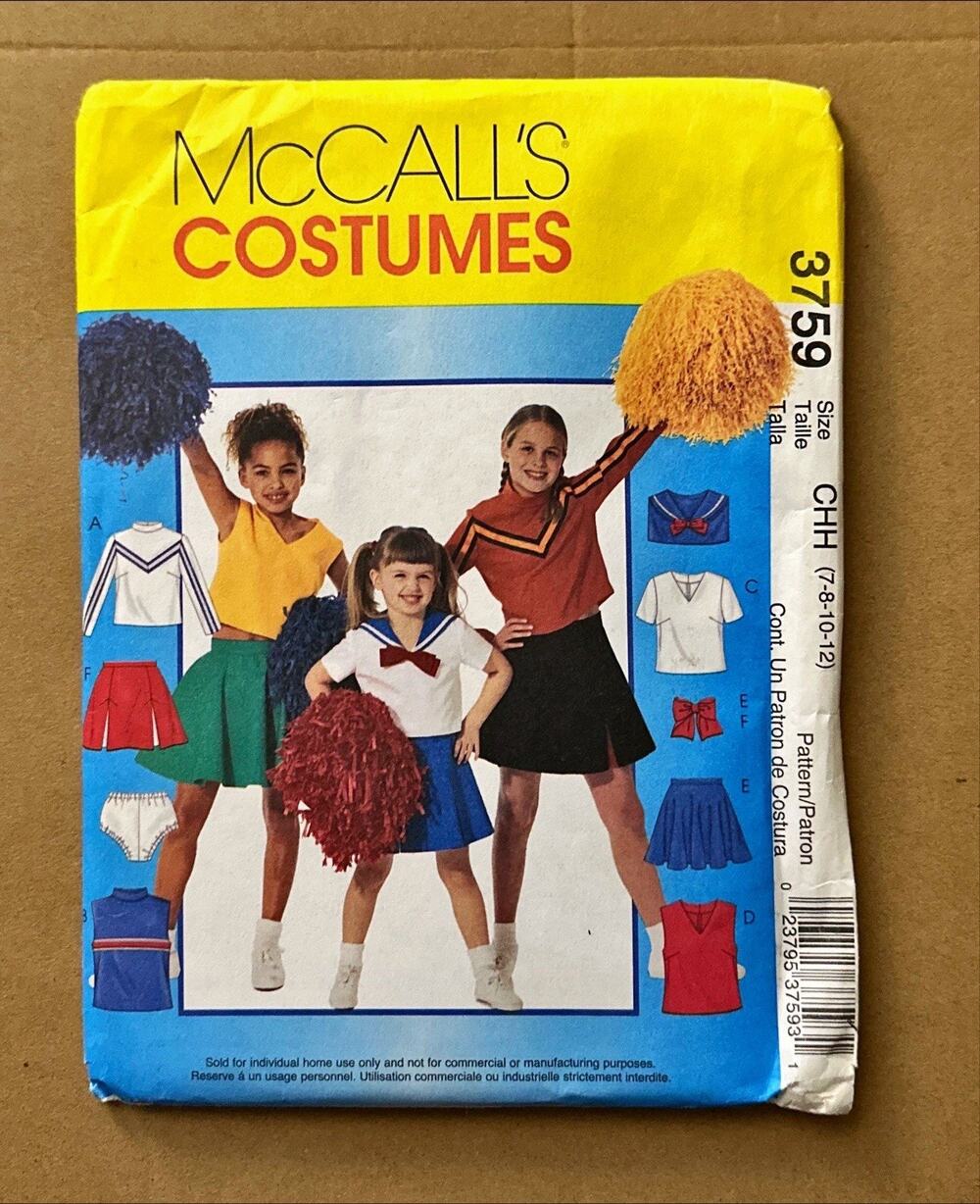 UNCUT McCall's 3759 Girls Cheerleader Costume Sewing Pattern 7-8-10-12